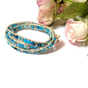 Bring Your Snorkel Blue Agate Triple Wrap Bracelet